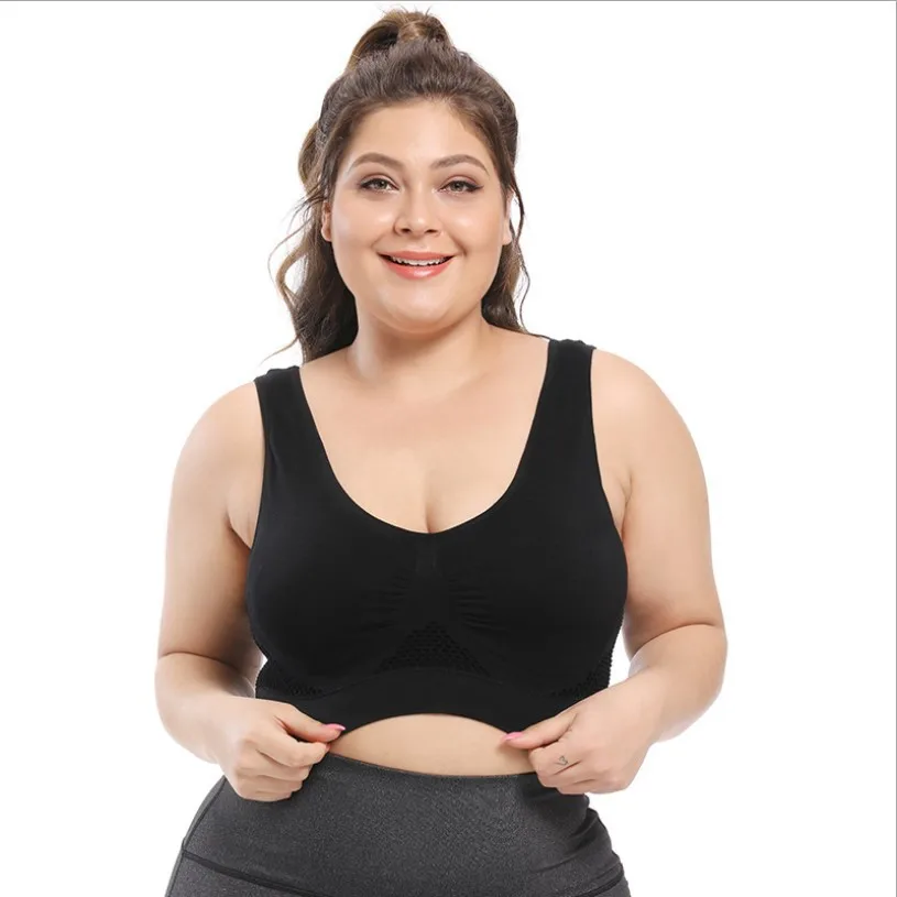 Large size MM yoga running sports underwear without steel ring hollow mesh breathable holes sports bra new ladies underwear 4