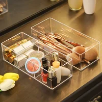 Clear Acrylic Makeup Layered Storage Box Dressing Table Cosmetic Lipstick Finishing Grid Box Desktop Drawer Storage Compartment 1