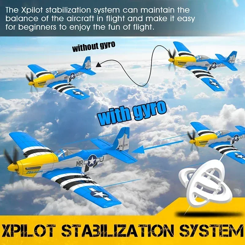 761-5v2 Volantex Blue P-51d Rc Four-Channel Remote Control Airplane Model Electric Foam Rc Aircraft Children Surprise Gift 4