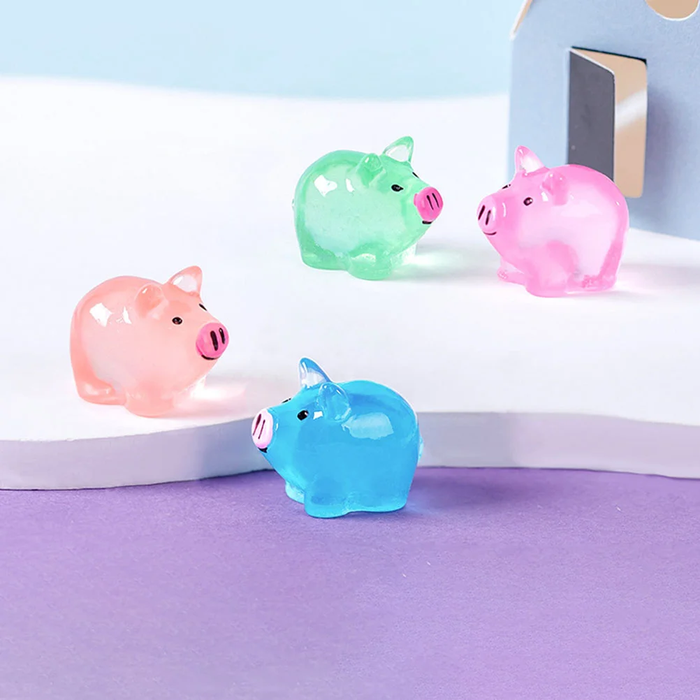 

Luminous Mini Resin Pigs Tiny Glow The Dark Miniature Pig Statue Mini Resin Animals Fairy Garden Landscape Aquarium Decorative