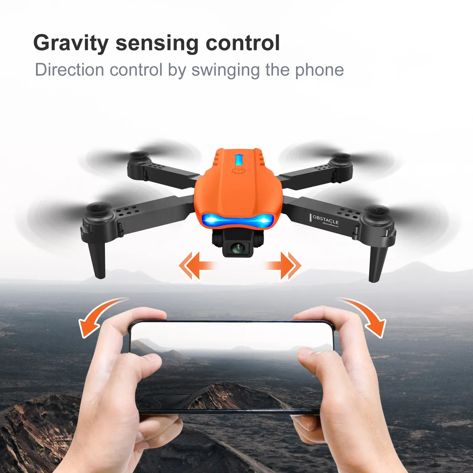 Mini Drone Plie avec Camera HD 4K en plein vol dans un parc ensoleille, montrant ses helices en mouvement et sa stabilite.