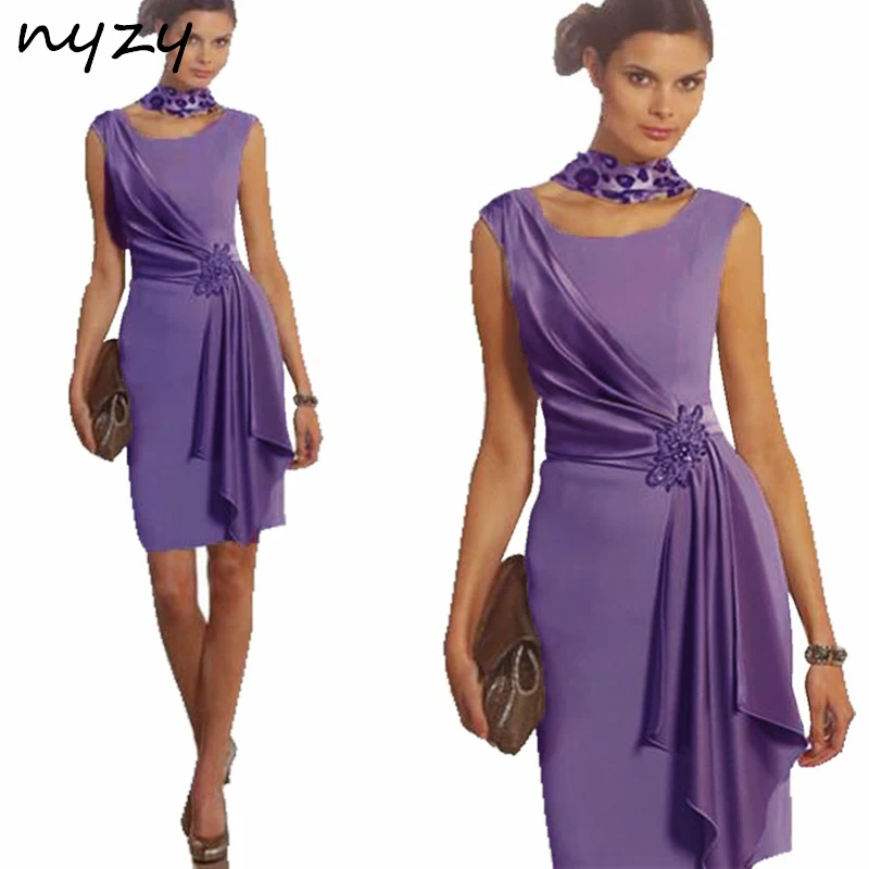 NYZY C41 Vestido Robe Cocktail Dresses Short Mini Asymmetrical Skirt Satin Dress for Wedding Party Graduation