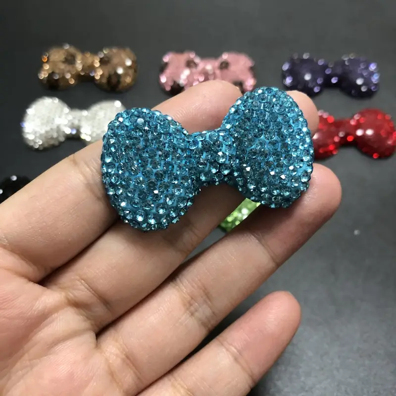 2Pcs Bling Colorful Pink Brown Leopard Print Bow Flat Back Decor Pink Blue Red Bowknot Charm Junk Phone Case Hair Accessories - Image 28