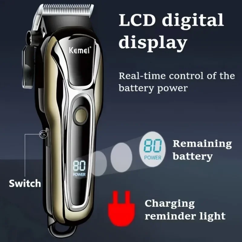 Kemei KM-PG1990A - Sleek Cordless Hair Clipper - Precision Electric Hair Trimmer for Men with Professional Barber Results 3