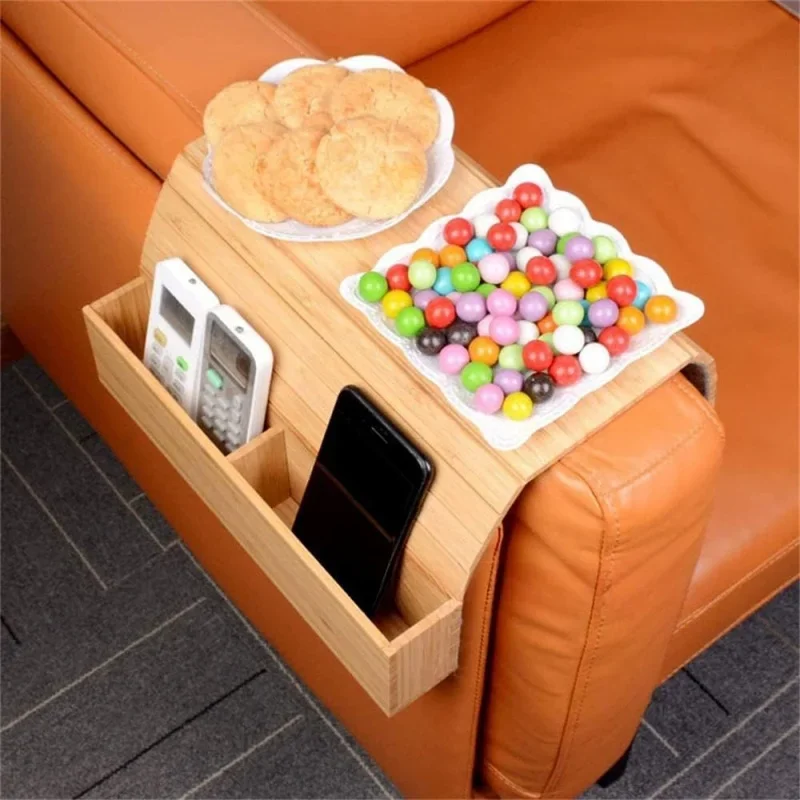 Bamboo Wood Sofa Armrest Tray Foldable Space Saving Furniture Storage Tray Wall Table Sofa Armrest Support Tray Home Decoration 3