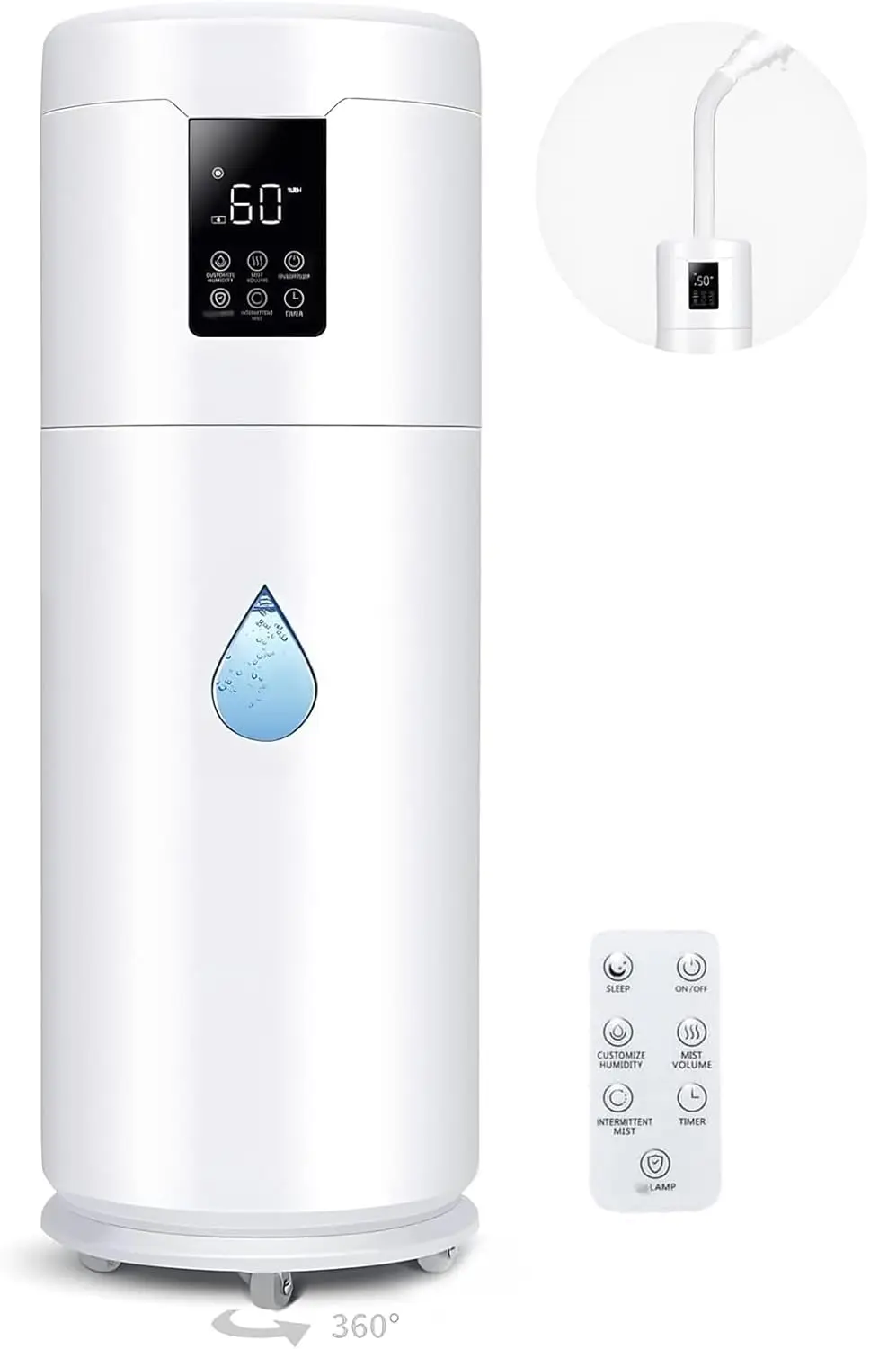 

for Large Room Wholehouse Humidifier 2000 sq.ft.Honovos 17L/4.5Gal Ultrasonic Cool Mist Large Humidifier with Extension Tube, Hu