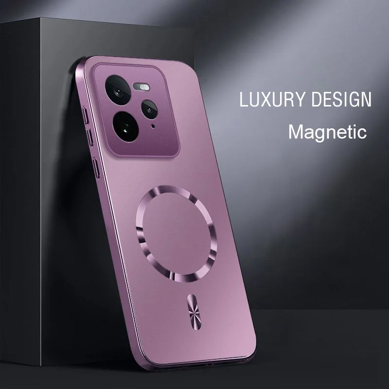 Magnetic Matte Silicone Shockproof Case with Wireless Charging Compatibility