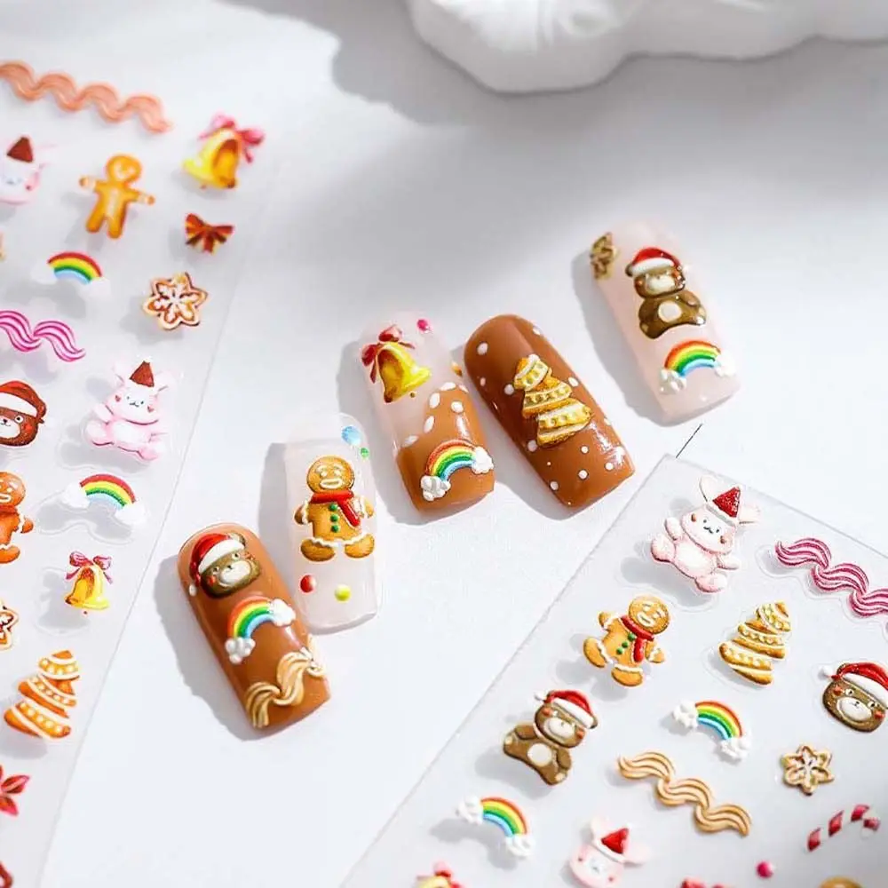

Christmas Nail Stickers New Year Bowknot Rabbit Nail Decals Flowers DIY Christmas Hat Nail Art Decorations Manicure Accessories