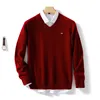 Autumn Winter Korean New 60 Mink Cashmere Men's Cold Top Solid V-Neck Pullover Casual Soft Sweater Plus Size 5XL 3