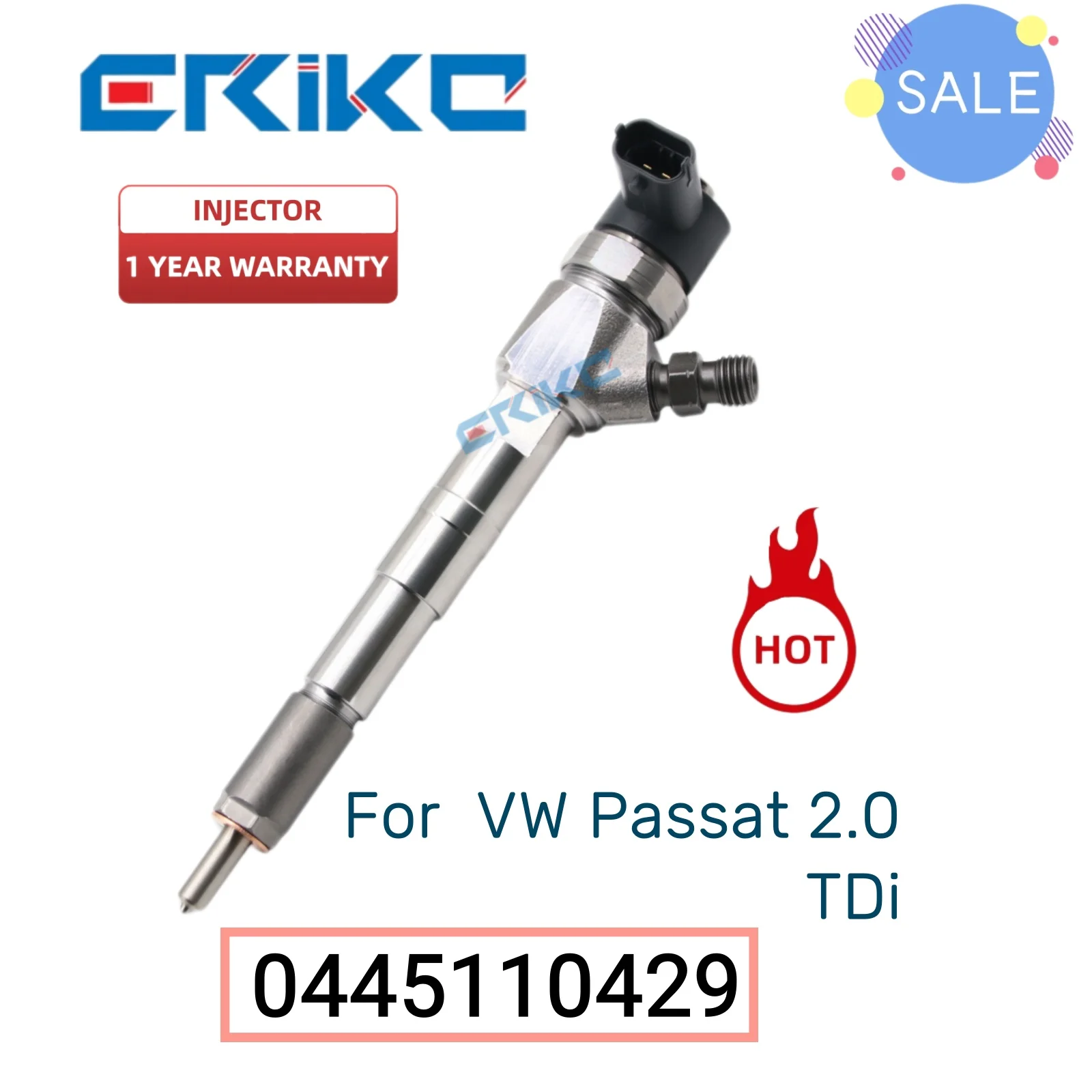 

0445110429 Auto Fuel Pump Injector 0 445 110 429 Injector Assy 0445 110 429 Common Rail Diesel Injector for VW Passat 2.0 TDi