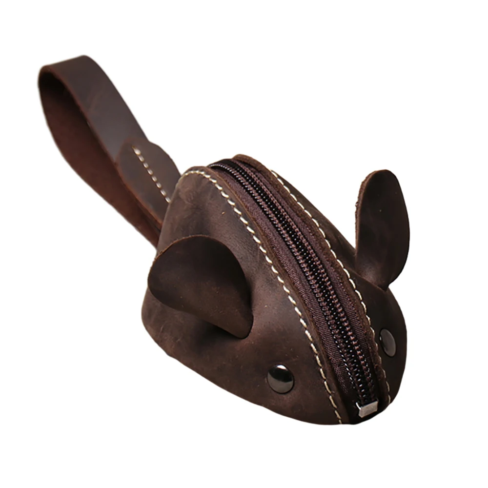 Genuine Leather Coin Purse key case key purse Creative Cute Mouse Storage Bag Trend Zipper Pocket MenWomen Portable Wallets Children's Key Bags