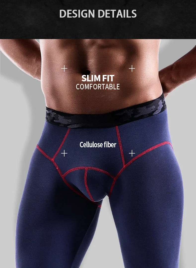 Description Picture 5 of itemMen's Leggings Long Johns Tight and Thin Thermal Pants Fashionable Solid Color Mid-waist Close-fitting Pants