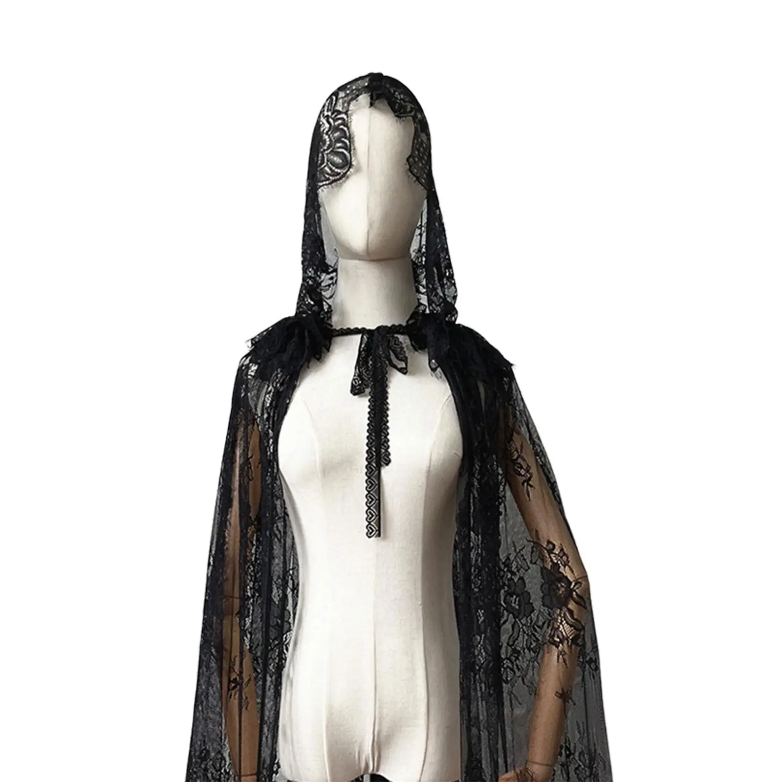 Hooded Cloak Long Cape Gothic Hooded Cape Full Length Lace for Women