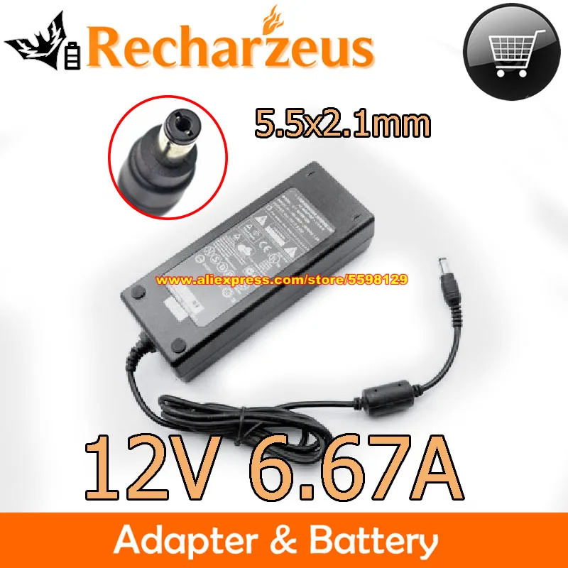 

12V 6.67A 80W Li Shin AC Adapter 0219B1280 Charger For LCD TV Power Supply 5.5*2.1mm