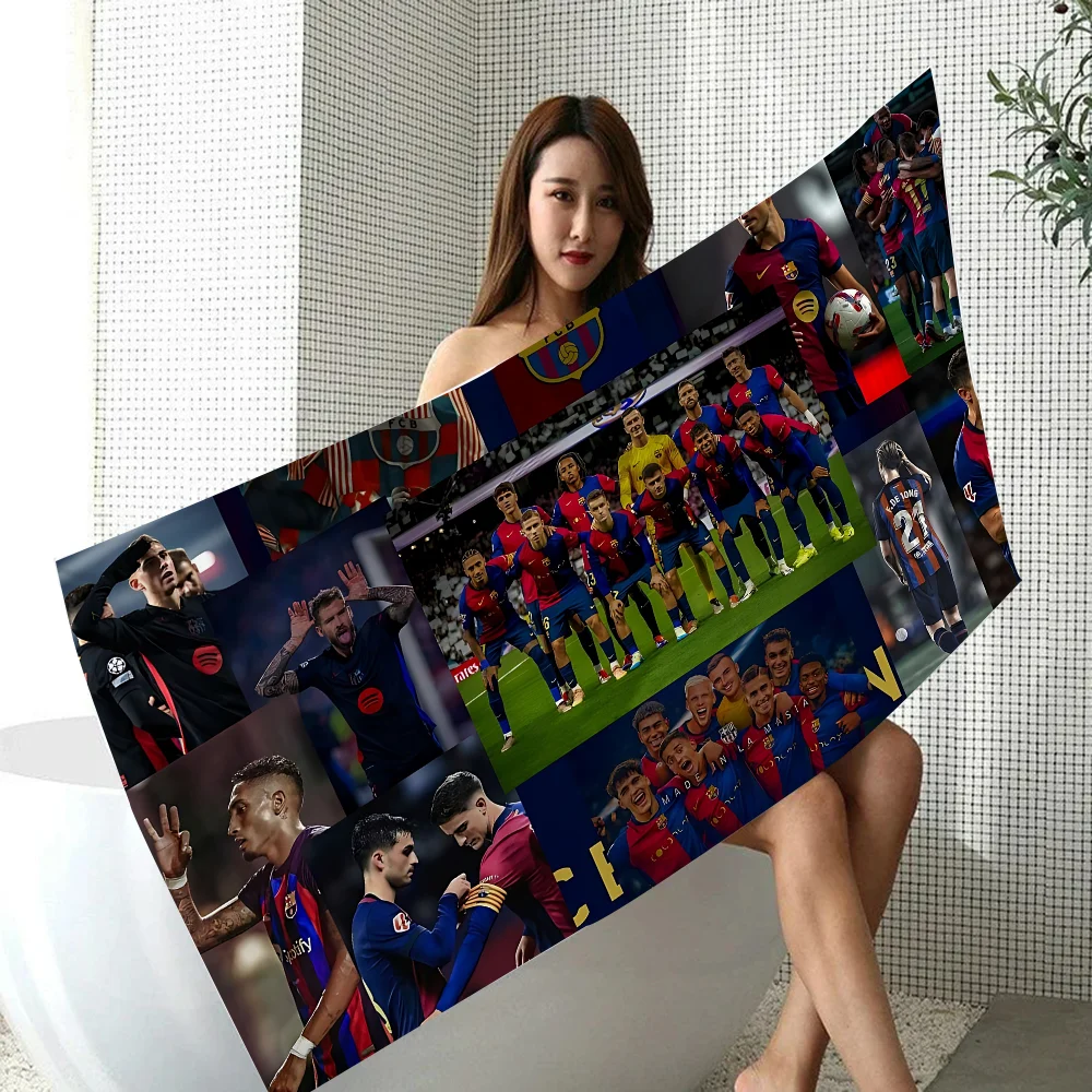 Bathrobe Girl F-FC BarcelonaS Bath Towel Robe Spa Beach Towels Bathroom Large Size Christmas Bathing Adults Anime Home Textile 4