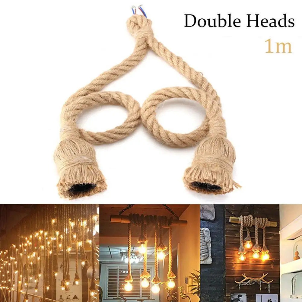 220V E27 Lamp Base Vintage Hemp Rope Electric Cord Wire DIY Pendant Garland String Lights Decorative Light Bulb Holder lamp holder lamp bulb holder lamp base lamp socket adapter led lamp base