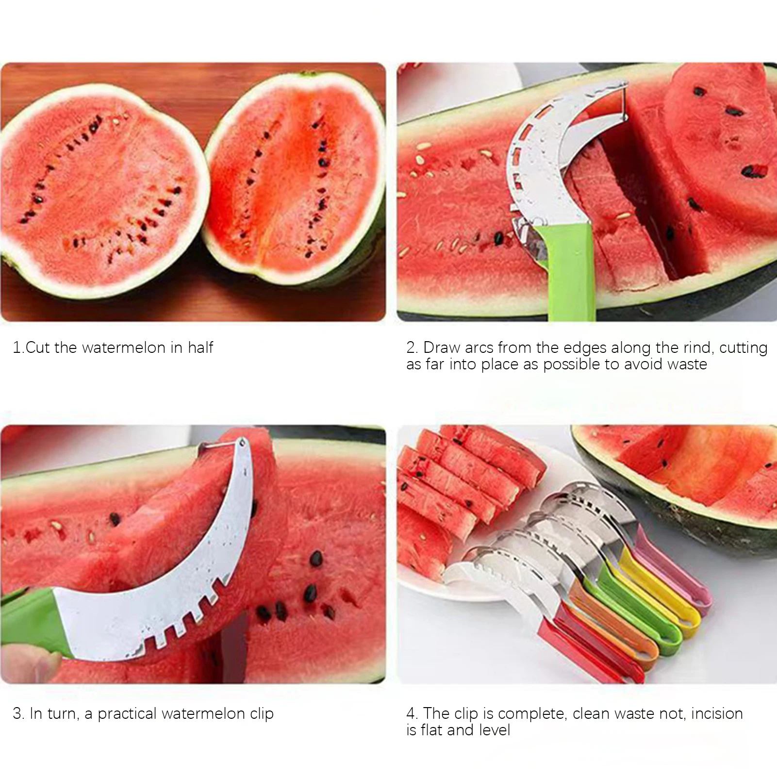 1PCS Watermelon Cutter Slicer Stainless Steel Fruits Slicing Tool with Non-Slip Handle Labor-Saving Fruit Knife Kitchen Tools