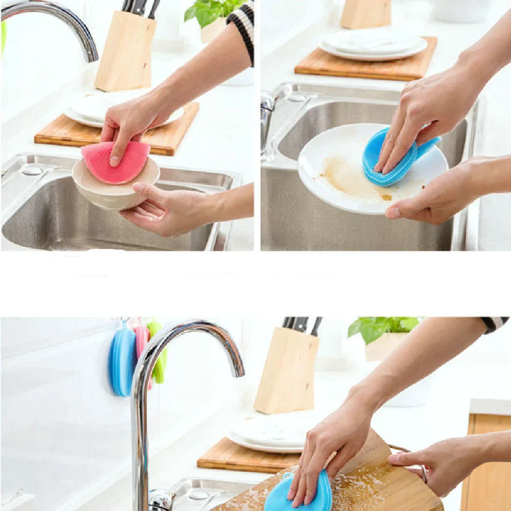 1PC Silicone Cleaning Brush Dishwashing Scrubber Sponge Multi-functional  Fruit Vegetable Cleaner Kitchen Brushes Kitchen Tools - AliExpress