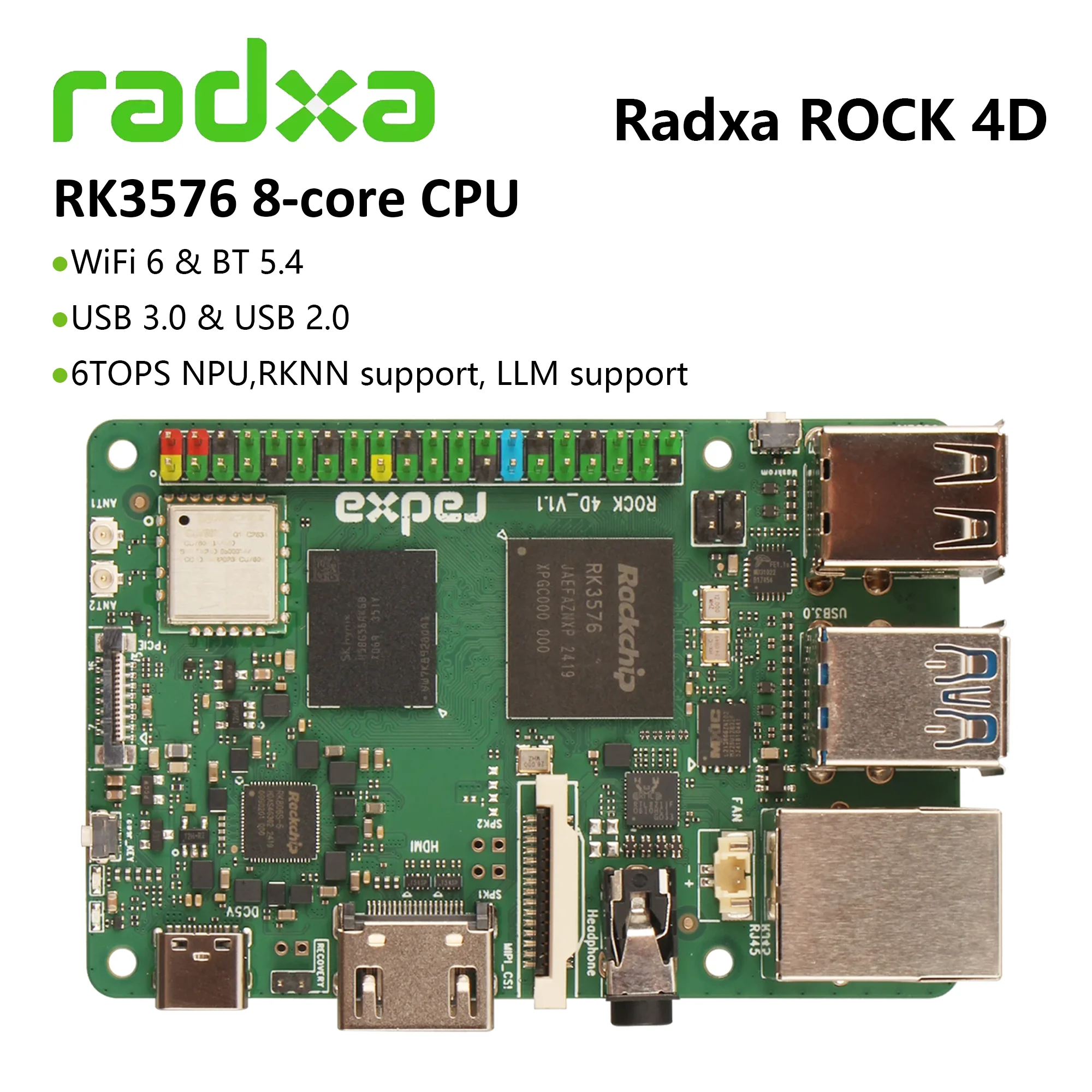 Radxa ROCK 4D RK3576 8-core CPU SBC ,Designed for industrial Al