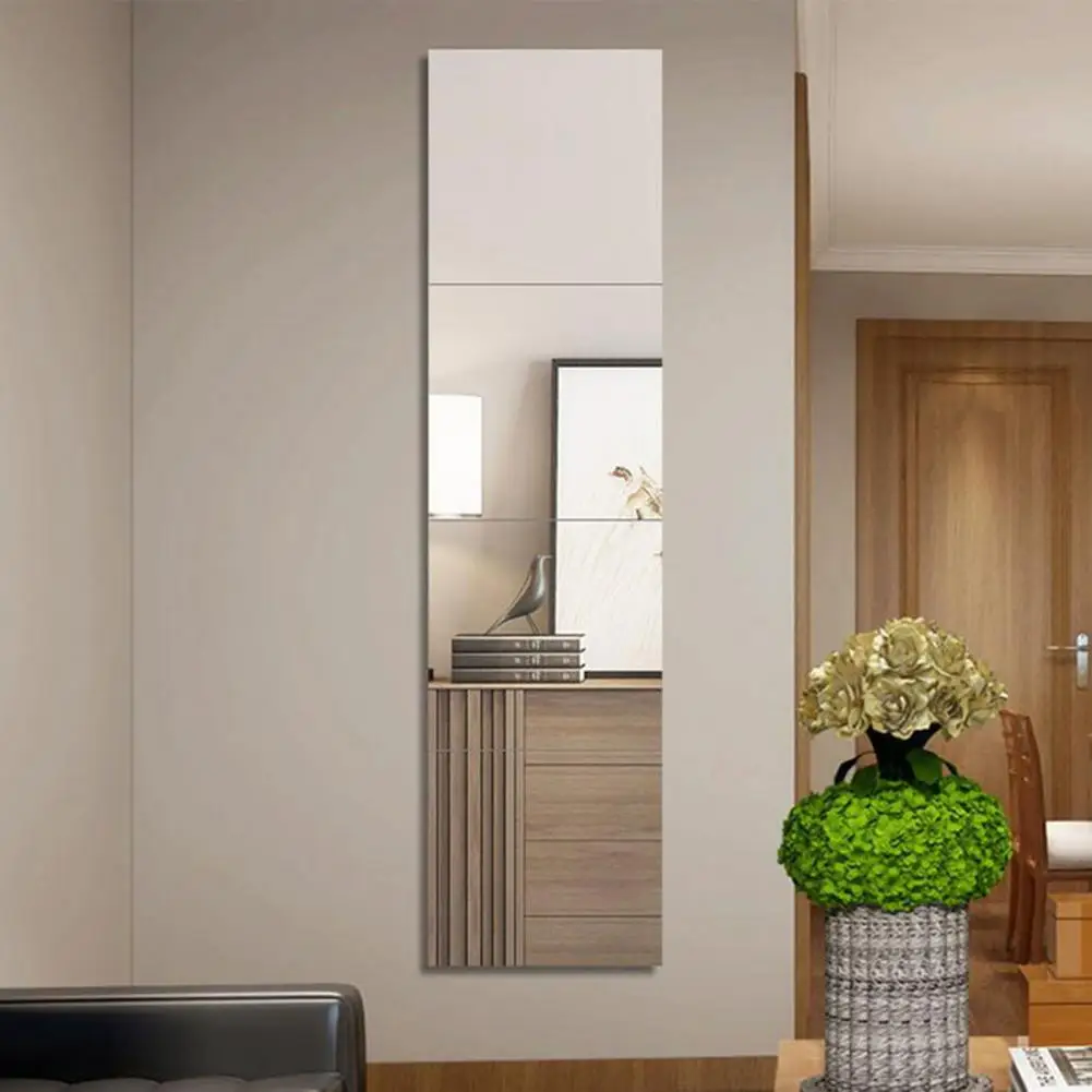 4Pcs Full Length Mirror Tile Sticker Self Adhesive Full Body Mirror Waterproof Large Body Mirrors Set espejos de piso