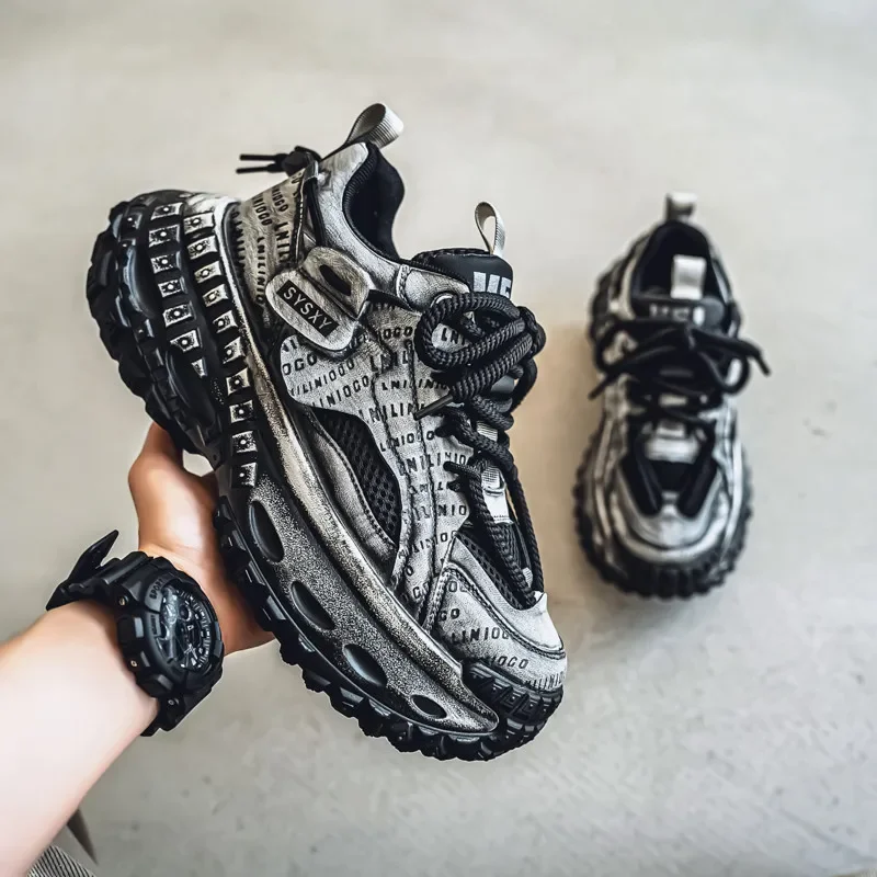 Mens Breathable Comfortable Upper Non-slip Wear-resistant Soles Original Shoe Casual Sport Shoes Four Seasons Thick Sole Sneaker