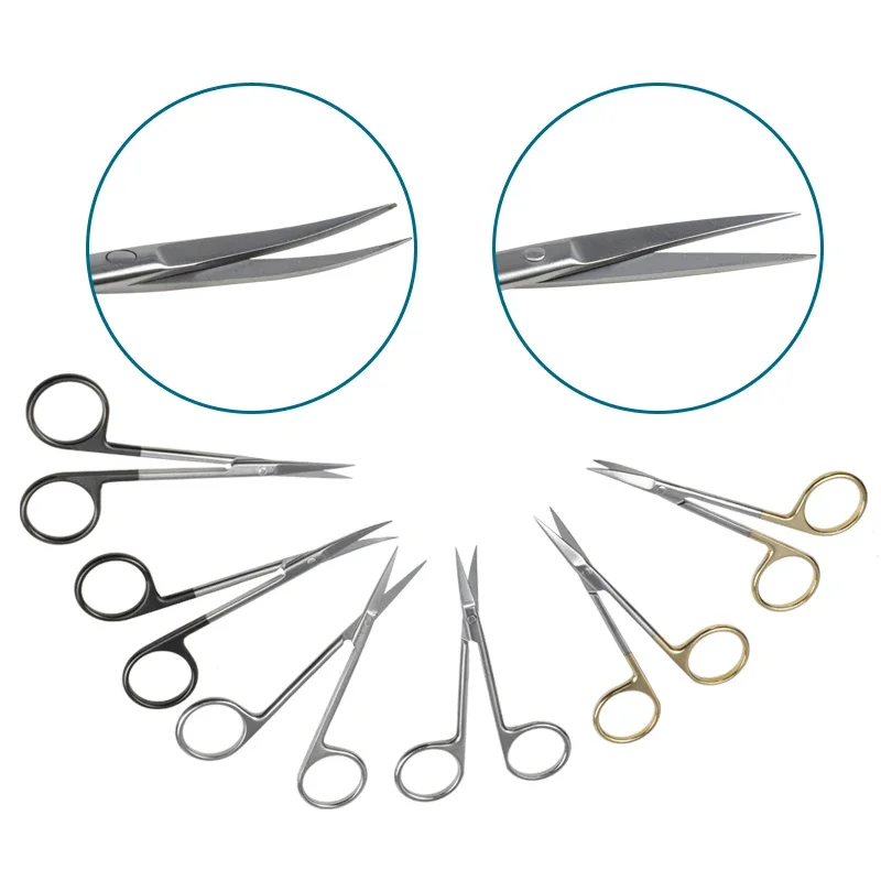 10cm Ophthalmic Scissors Curved Head Straight Head Scissors Eye Surgical Tool Autoclavable Ophthalmic Instrument