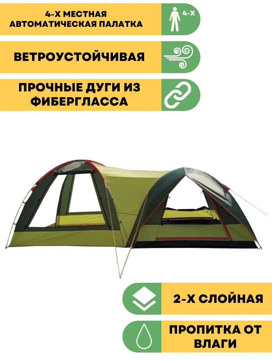 туристическая палатка 4-х местная палатка для кемпинга двухслойная ...