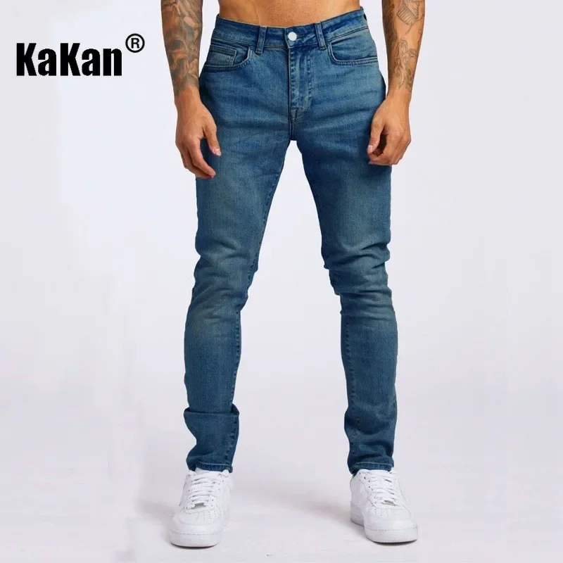 Kakan - European and American New Black Slim Fit Jeans for Men, Street High Waist Small Feet Long Jeans K16-MGD18