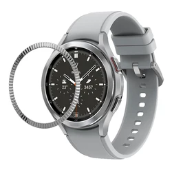 Premium Metal Bezel Protection Ring for Smart Watches - Durable Adhesive Cover & Bumper Guard (Silver Wave)