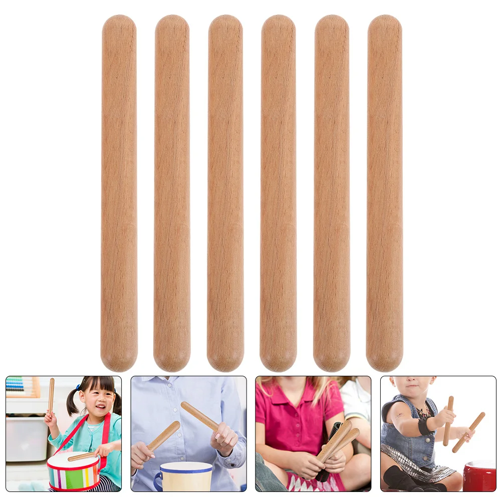 

6 Pcs Musical Instruments Musical Instrument Stick Early Educational Sticks Rhythm Beating for Kids Wood Drum