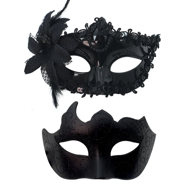 2PCS Paar Masken Sexy Gemalt Maskerade Venedig Feder Blume Party Halbe Gesicht Abdeckung Hochzeit Karneval Leistung Kostüm Prom – Detail 12