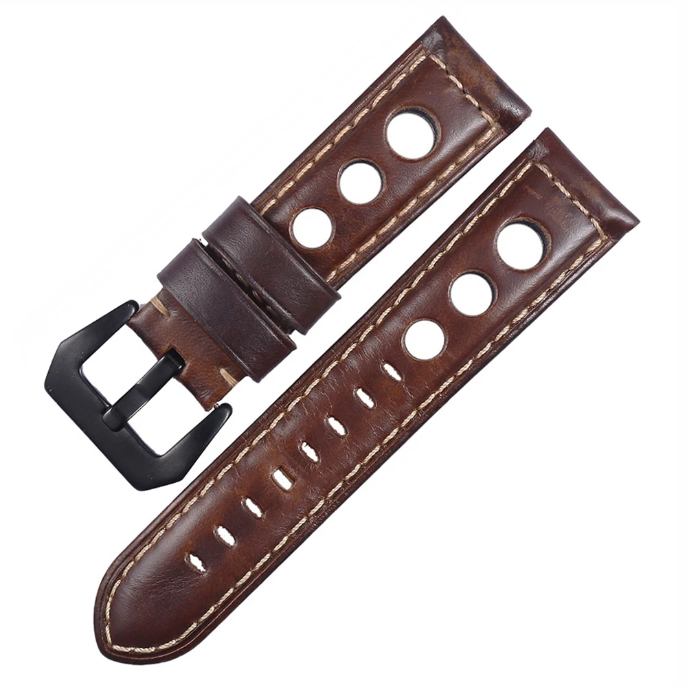 Premium Calfskin Leather Breathable Watch Strap Bracelet - High Quality, Multiple Sizes Available