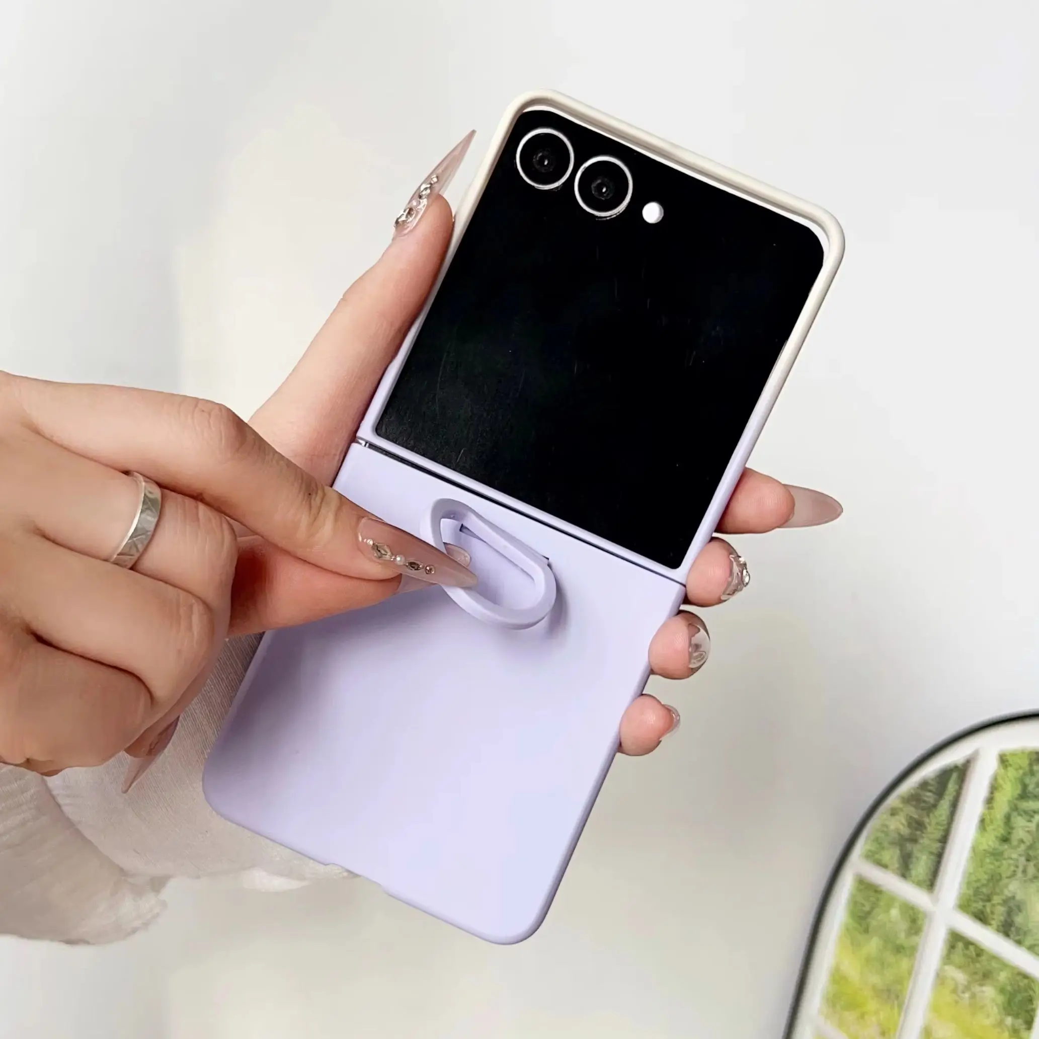 Gradient Colorful Soft Grip Ring Phone Case - Finger Buckle Shockproof Hard Cover