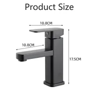 สีดําชุบสแควร์สแตนเลสห้องน้ําอ่างล้างหน้าก๊อกน้ําสแควร์ Vanity Sink Mixer Hot & Cold Lavotory Tap 2