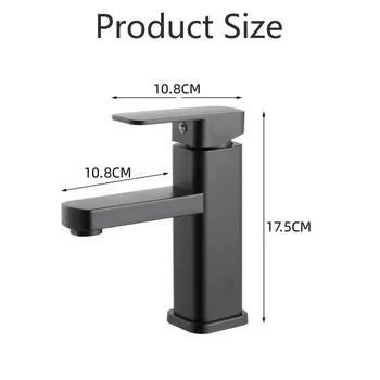 สีดําชุบสแควร์สแตนเลสห้องน้ําอ่างล้างหน้าก๊อกน้ําสแควร์ Vanity Sink Mixer Hot & Cold Lavotory Tap 2