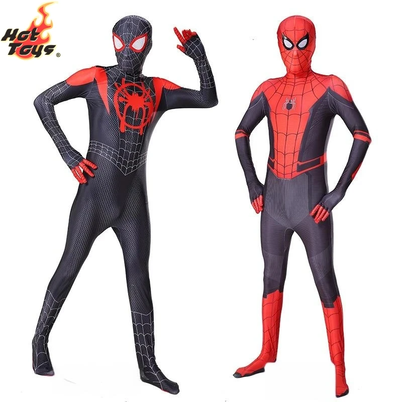 

New Movie Spider Man No Way Home Cosplay Clothing Black Gold Spiderman Web Shooter Battle Suit Stretch Tights for Adult Child