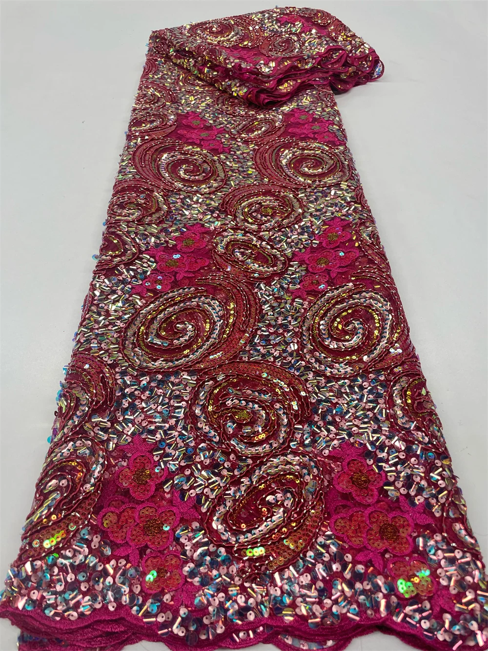 African Nigerian Material Lace Flower Fabric For Wedding With sequin Groom Embroidery French Lace Fabrics QF0801 sequins jacquard lace fabric,lace trim fabric