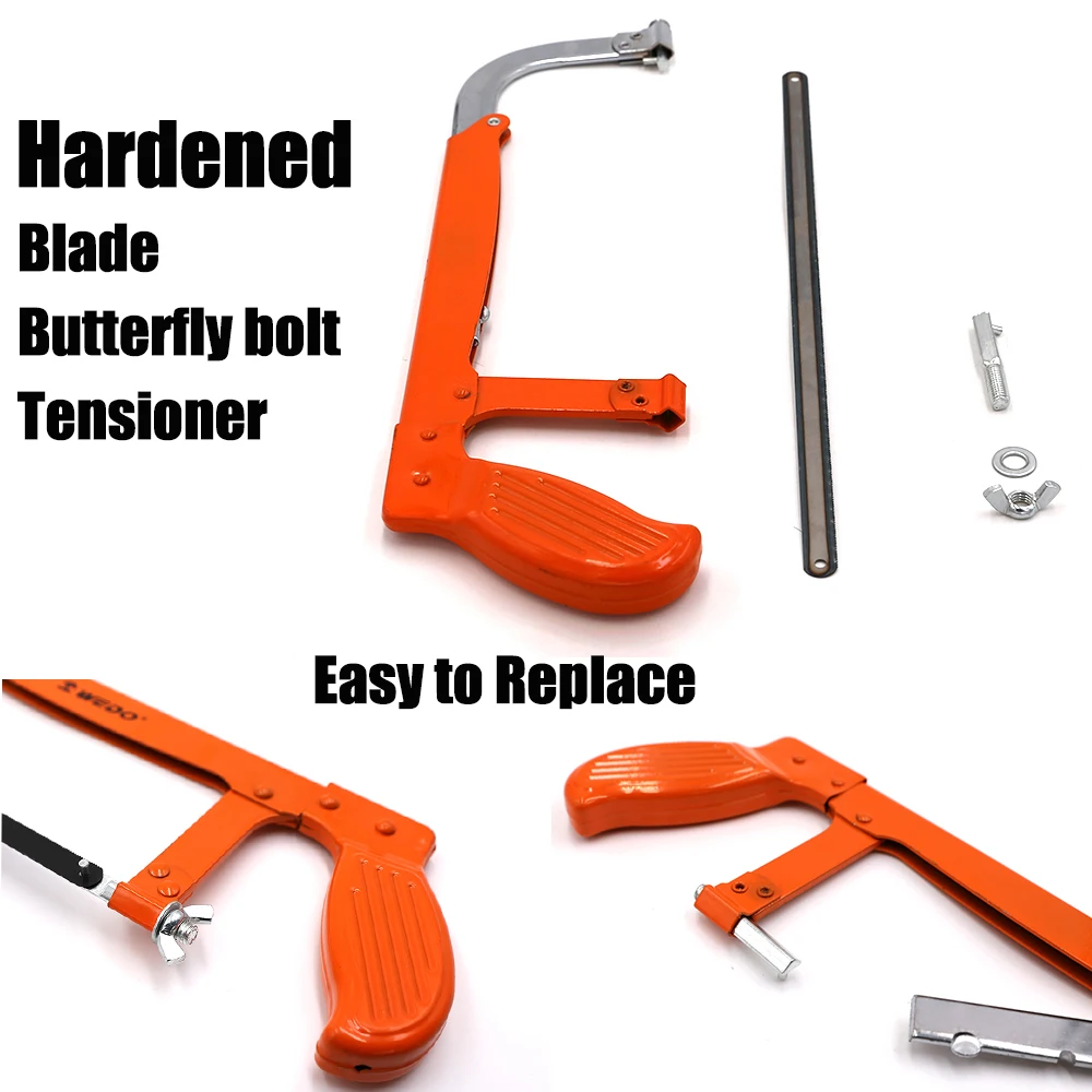 WEDO Heavy Duty Steel Hacksaw Frame for Strength and Durability Lightweight Mini Adjustable Hand Tools With High Tension Bi-metal Blade 150-300mm