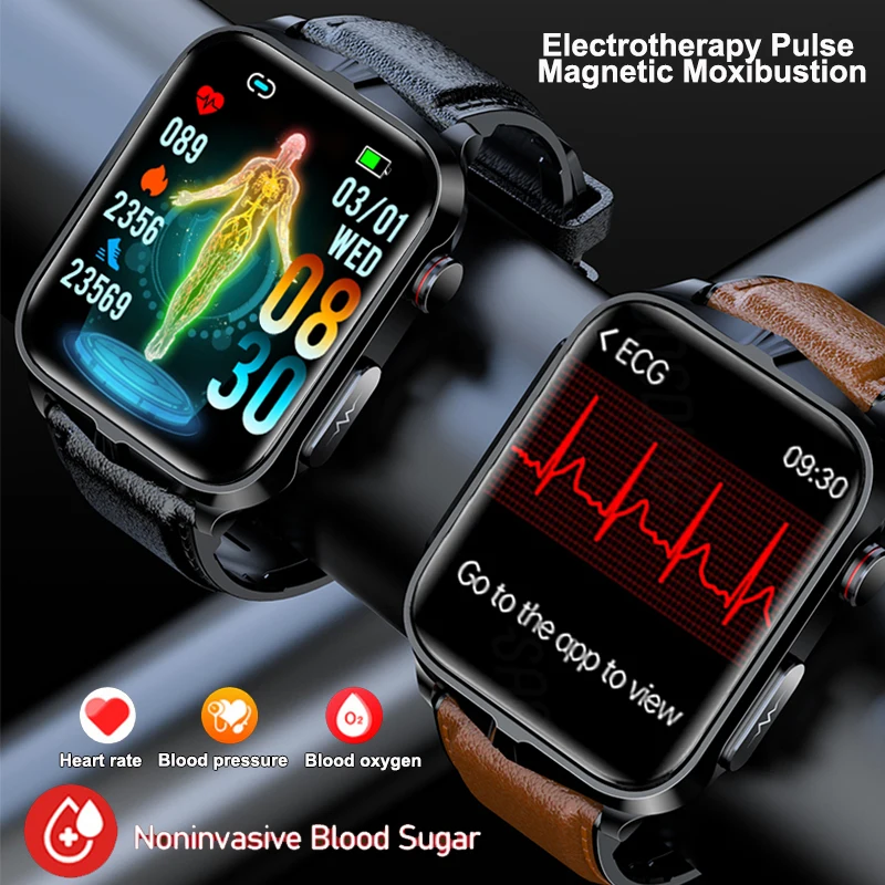 

New ECG+PPG Pulse Electrotherapy Non invasive Blood Sugar Smart Watch Men Laser Treatment Health Blood Pressure Sport Smartwatch