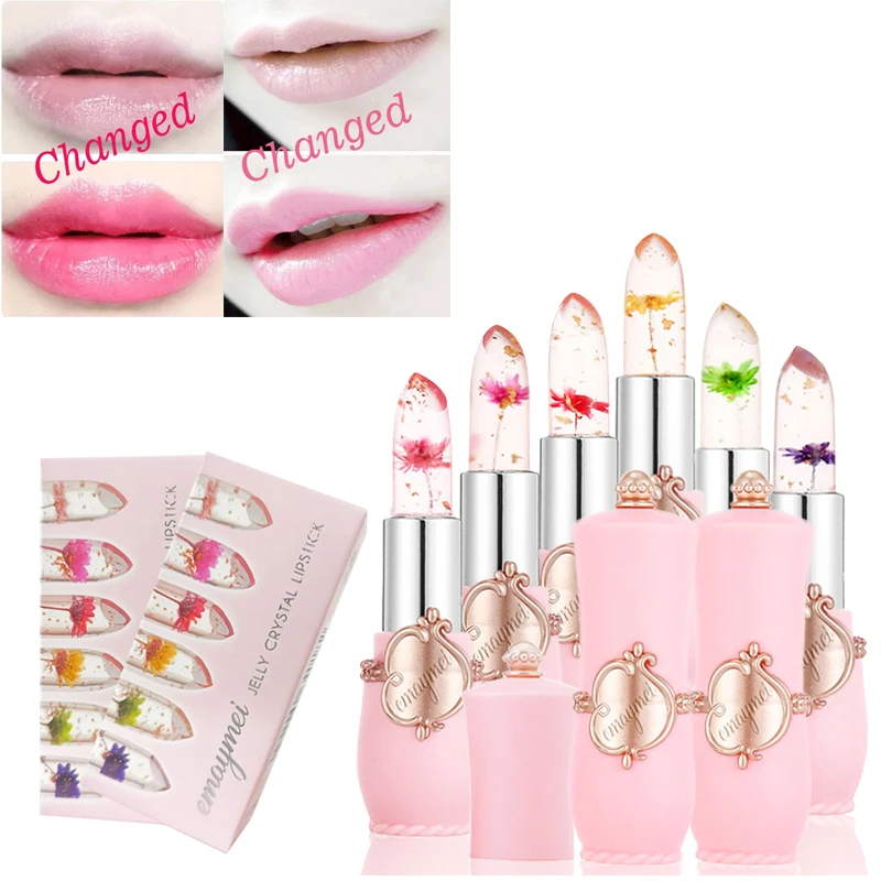 

60Pcs Crystal Jelly Lip Balm Lipstick Flower Lipstick Set Free Shipping Wholesale Lip Balm Pink Moisturizing Lip Care Products