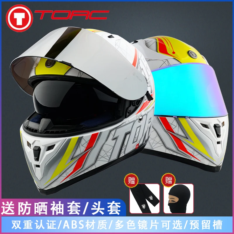 

High-quality ABS classic double visor full face helmet, For high-strength racing and road motorcycle protective helmet TORC T18