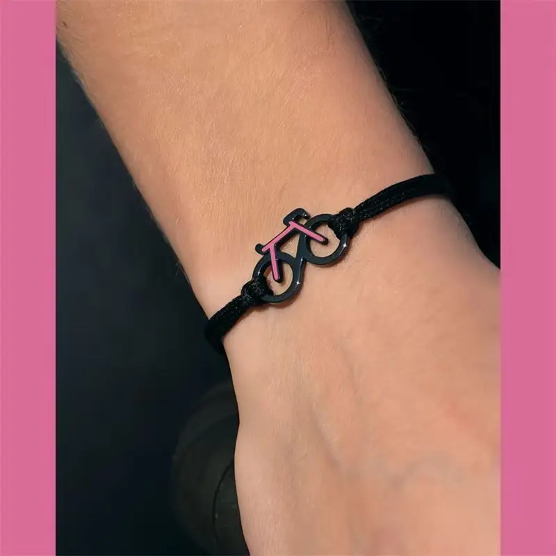 Trendy 2025 Pink Bicycle Pendant Sports Bracelet