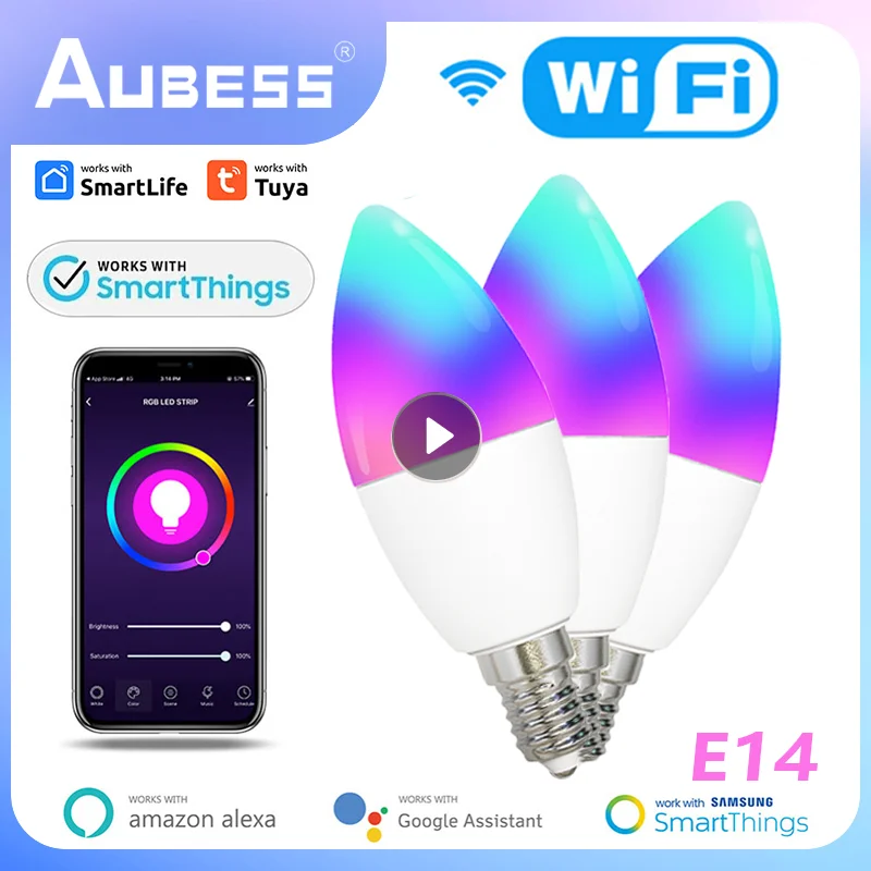 Tuya Wifi Smart Led Lampadina E14 Lampadina A Candela Controllo Vocale Dimmerabile Funziona Con Smart Life Alexa Google Home Assistant Accessori