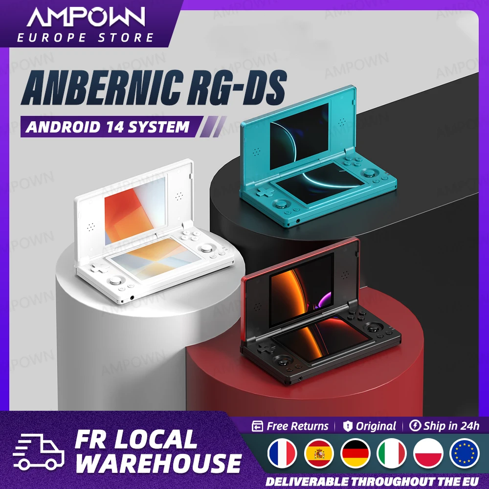 Console de jeu portable RG DS, écran tactile double IPS de 4 pouces, processeur RK3568, Android 14, interrupteur magnétique à effet Hall, lecteur vidéo Fliptop 1 Console de jeu portable RG DS, écran tactile double IPS de 4 pouces, processeur RK3568, Android 14, interrupteur magnétique à effet Hall, lecteur vidéo Fliptop 1