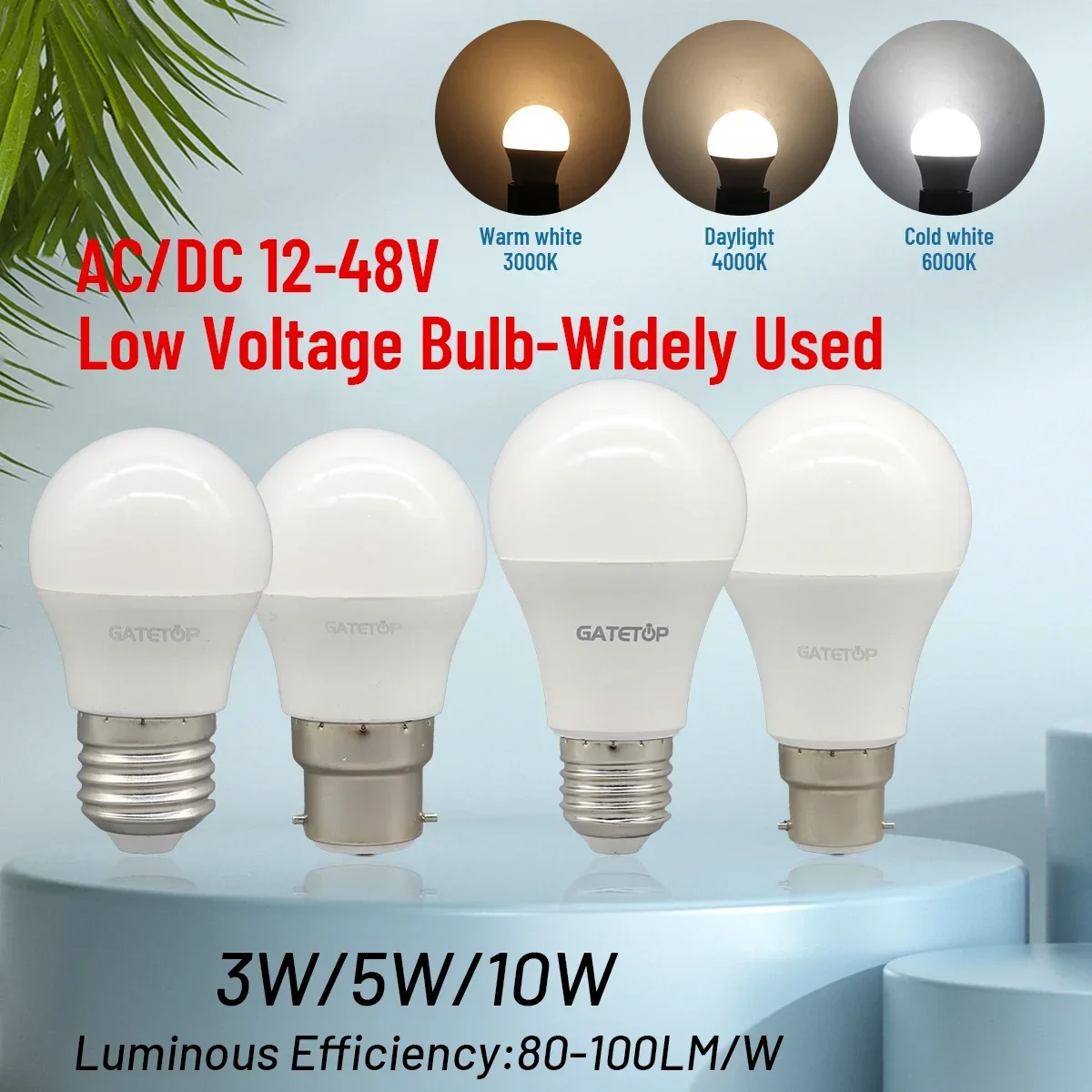 10PCS 12-48 โวลต์แรงดันไฟฟ้าต่ําหลอดไฟ LED E27 B22 5W 10W เย็น WARM White โคมไฟทํางานร่วมกับระบบแสงพลังงานแสงอาทิตย์กลางแจ้ง 1