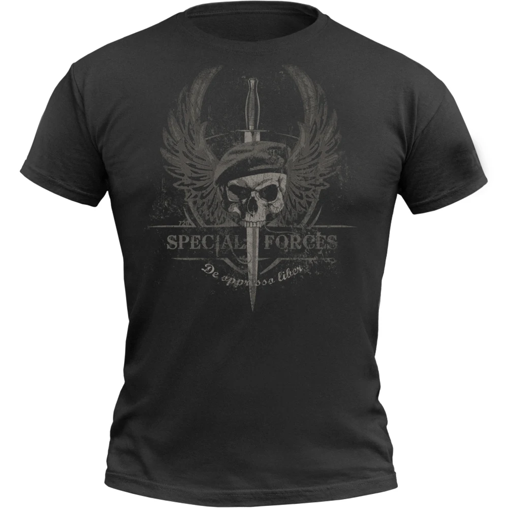 De Oppresso Liber Skull Beret Warriors Special Forces T-Shirt Summer Cotton Short Sleeve O-Neck Mens T Shirt S-3XL