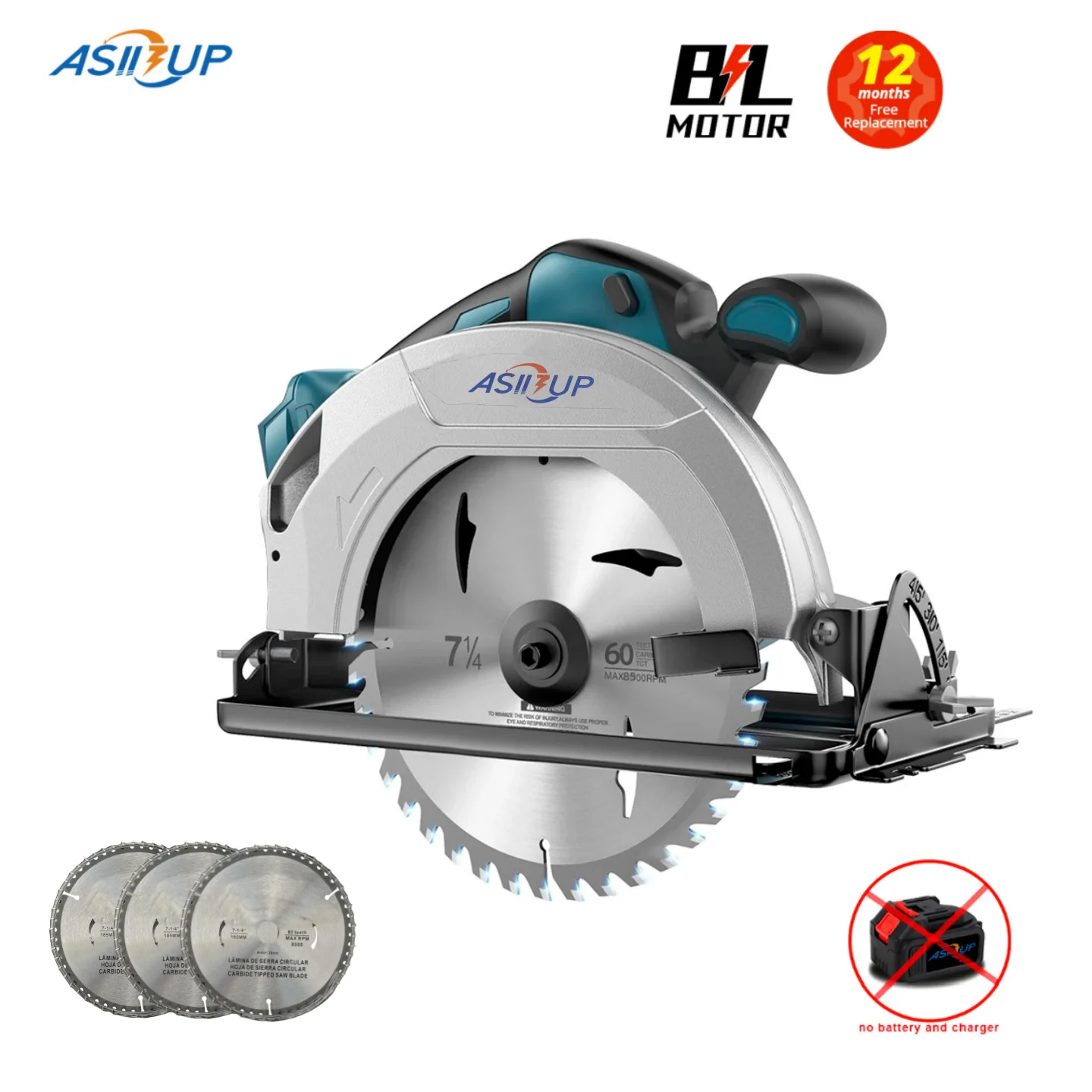 7 Inch 185mm Electric Brushless Circular Saw with 3PC Blades Cordless Woodworking Cutting Power Tool electric saw electric circular saw for Makita 18V Battery
