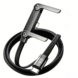 High - Speed 240W Fast Charging Type - C Cable with Foldable Stand, Enhanced Data Sync & Charging - 1.5m (Black)