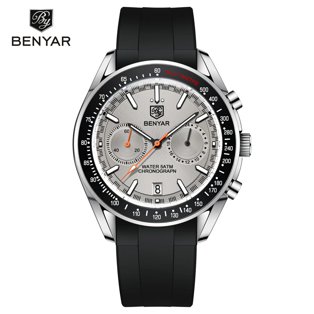 2023 New BENYAR Moon Watch For Men Luxury Quartz Chronograph Men Watches Sports Waterproof Automatic Luminous Clock Reloj Hombre