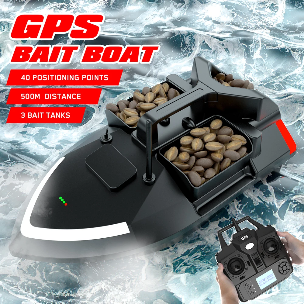 GPS Fishing Bait Boat 500m Remote Dual Motor Fish Finder 2KG Loading  Support Automatic Cruise/Return/Route Correction Signal